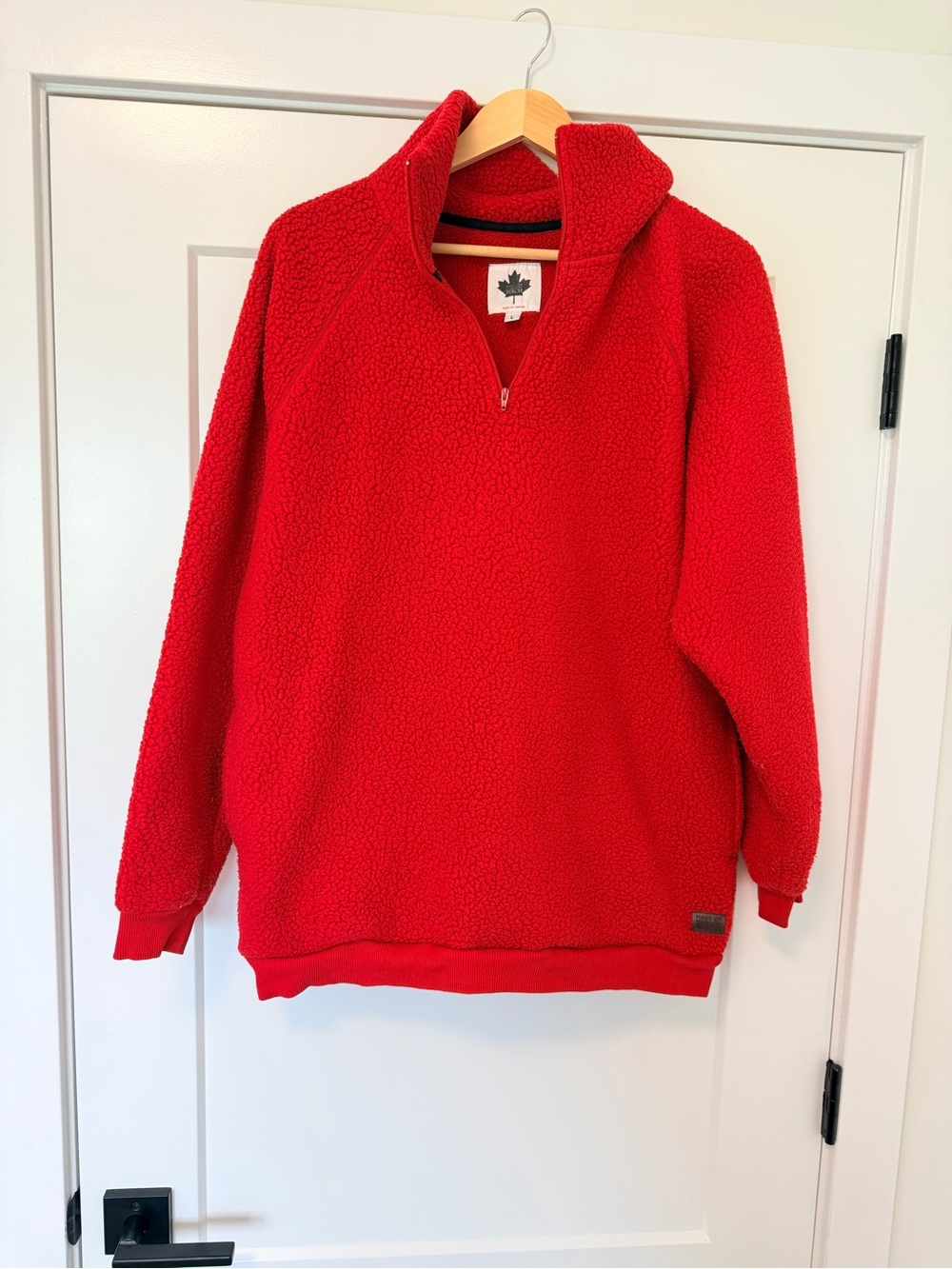 Cherry Red Sherpa Half-Zip Sweater